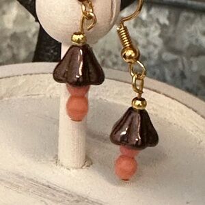 Fall mushroom dangle earrings